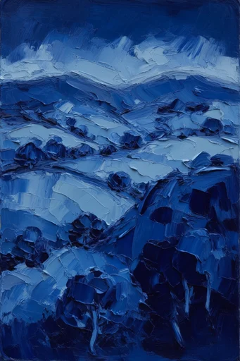 Textured Cobalt Expressionism style reference image — monochromatic cobalt palette