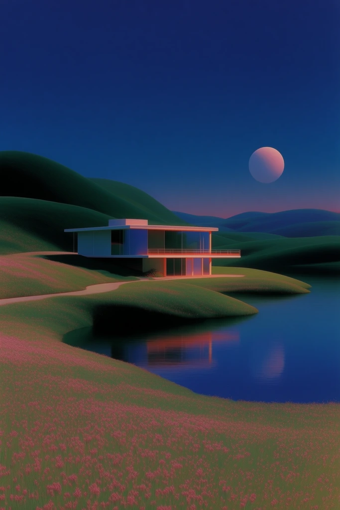 Surreal Retro-Futurist Pastoral style AI image example 2