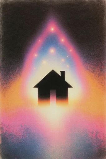 Neon Aura Surrealism style reference image — grainy paper texture