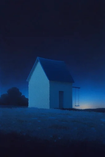 Nocturnal Cobalt Surrealism style reference image — glowing cyan light