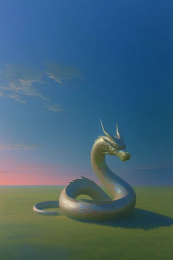 Surrealist Liminal Horizons style reference image — vast blue sky
