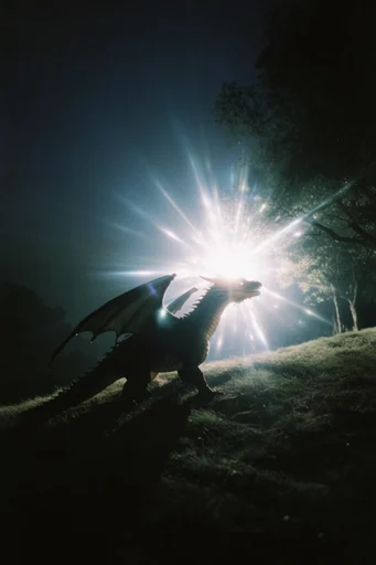 Nocturnal Prismatic Cinematic style reference image — vintage analog grain