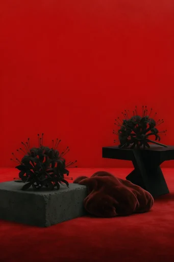 Crimson Monolith Minimalism style reference image — surreal geometric forms