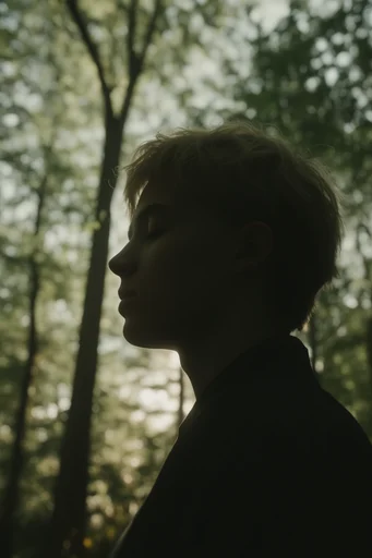 Melancholic Forest Solitude style reference image — soft diffused backlighting