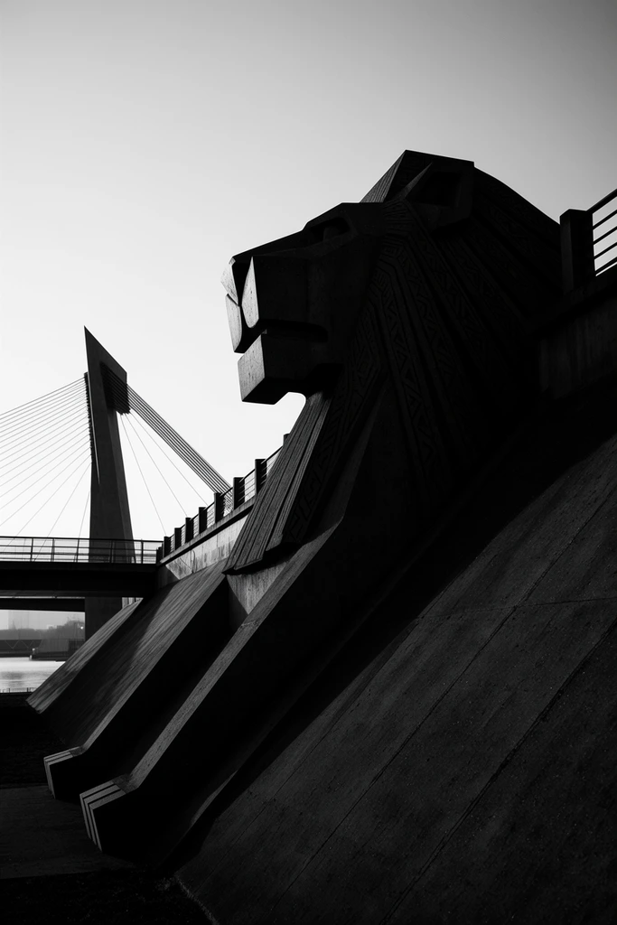 Monochromatic Structural Noir style AI image example 3