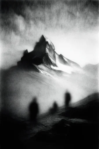 Ethereal Noir Pictorialism style reference image — heavy film grain