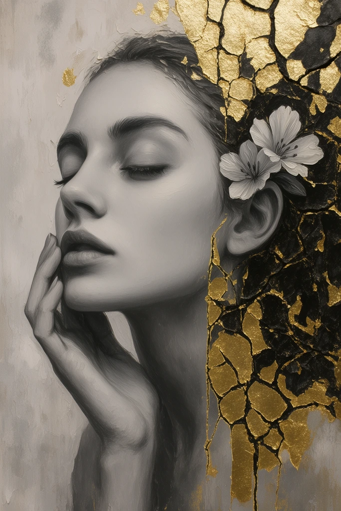 Gilded Fractured Surrealism style AI image example 1
