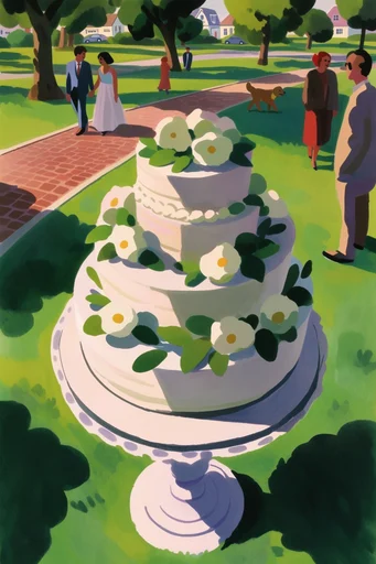 Sun-Drenched Gouache Vignettes style reference image — whimsical slice-of-life illustration