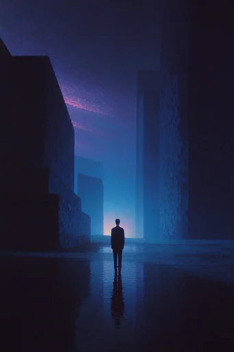 Monochromatic Cobalt Noir style reference image — stark silhouette