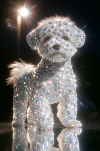 Prismatic Celestial Glamour style reference image — surreal crystalline opulence