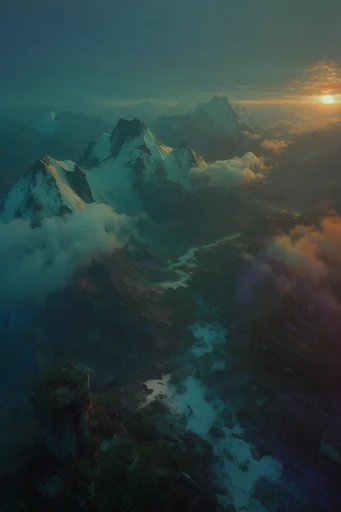 Atmospheric Industrial Dystopia style reference image — teal and amber lighting