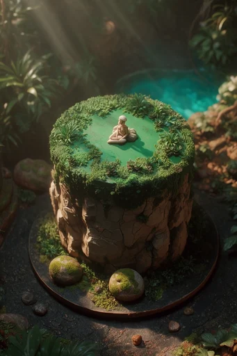 Lush Aerial Oasis style reference image — secluded serene atmosphere