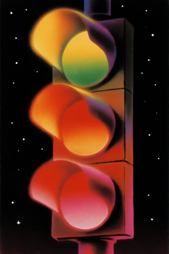 Neon Psychedelic Retro-Noir style reference image — cosmic surrealism