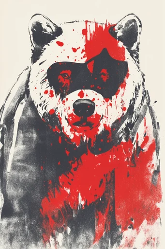 Gritty Crimson Noir style reference image — distressed screenprint texture