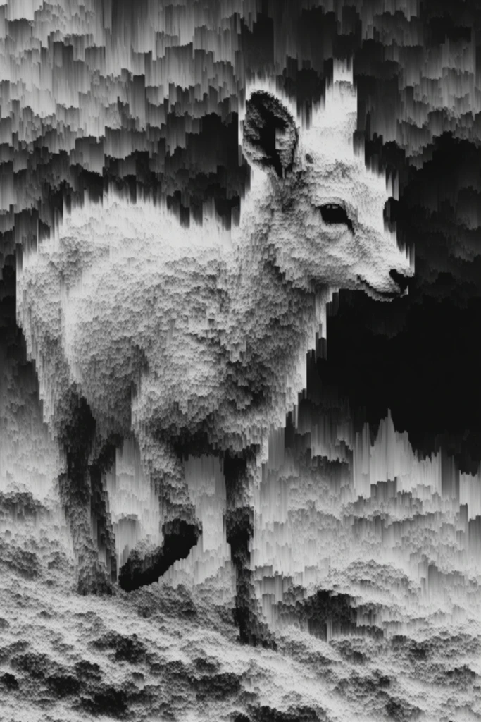 Monochrome Glitch Brutalism style AI image example 3