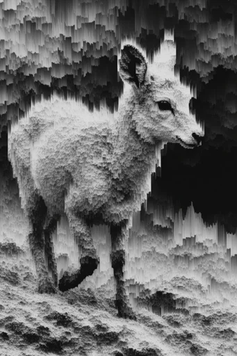 Monochrome Glitch Brutalism style reference image — high-contrast chiaroscuro