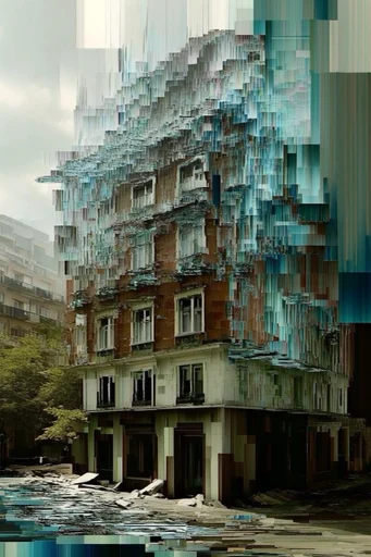 Monochromatic Digital Erosion style reference image — pixel sorting