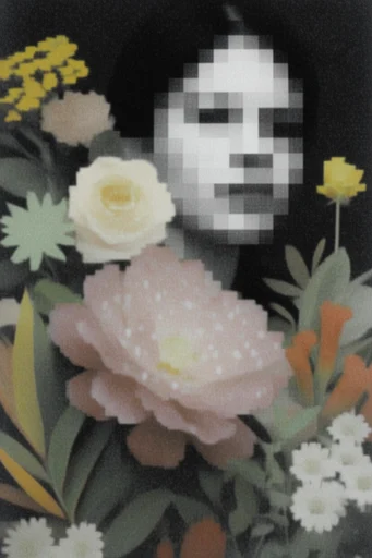Monochrome Digital Decay style reference image — datamoshing