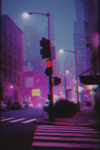 Neon Nocturnal Lo-Fi style reference image — synthwave color palette