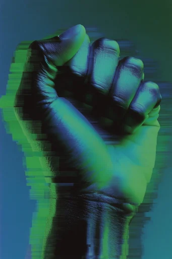 Digital Glitch Noir style reference image — digital distortion