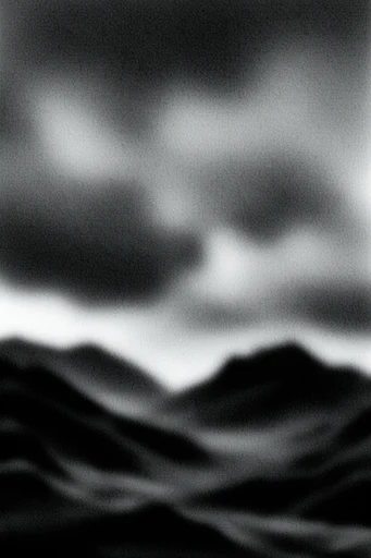 Gritty Monochrome Abstraction style reference image — heavy film grain