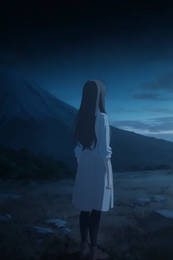 Cinematic Nocturnal Melancholy style reference image — sharp line art