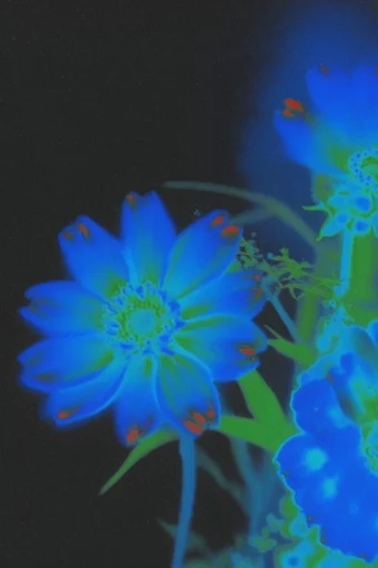 Luminous Thermal Noir style reference image — electric blue and neon palette