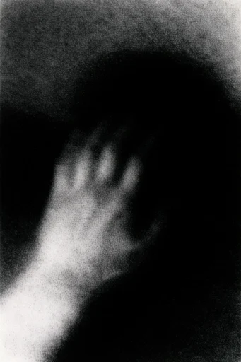 Monochrome Surrealist Noir style reference image — heavy film grain