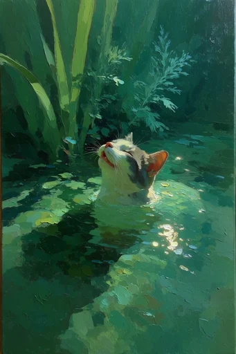 Luminous Impasto Waters style reference image — high-contrast lighting