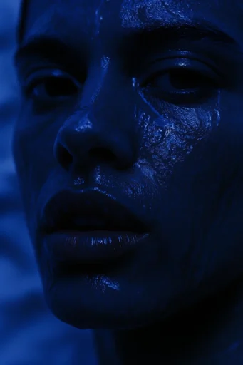Visceral Cobalt Macro style reference image — glossy wet surfaces