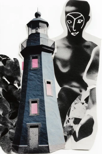 Surreal Punk Collage style reference image — halftone texture
