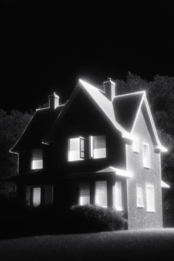 Spectral Stippled Noir style reference image — ethereal white glow