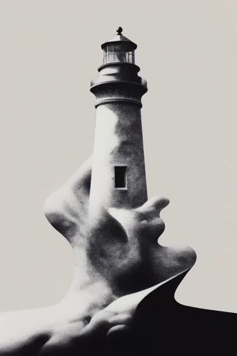 Stippled Risograph Surrealism style reference image — grainy noise gradient