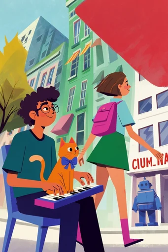 Dynamic Retro Pop style reference image — playful whimsical mood