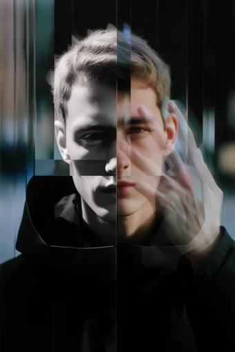 Refractive Noir Surrealism style reference image — refractive glass distortion
