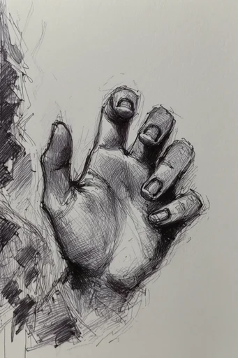 Raw Monochrome Sketchwork style reference image — hand-drawn aesthetic
