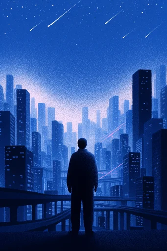 Ethereal Neon Noir style reference image — retro-futurism
