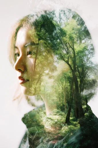 Ethereal Analog Silhouette style reference image — nature portrait fusion