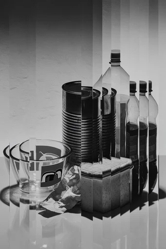 Fragmented Monochrome Surrealism style reference image — monochrome portraiture