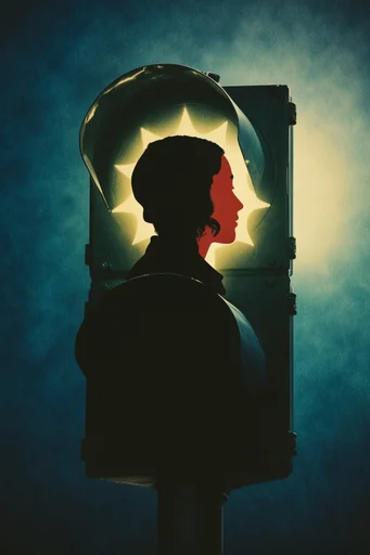 Nocturnal Silhouette Noir style reference image — heavy film grain