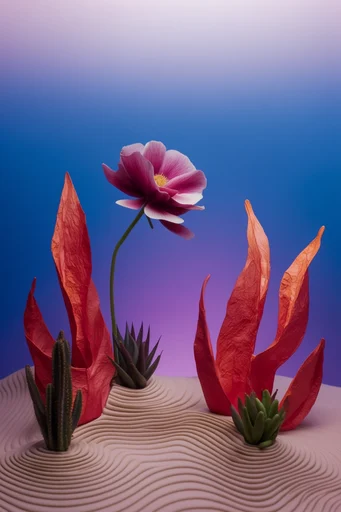 Electric Botanical Minimalism style reference image — hyper-saturated