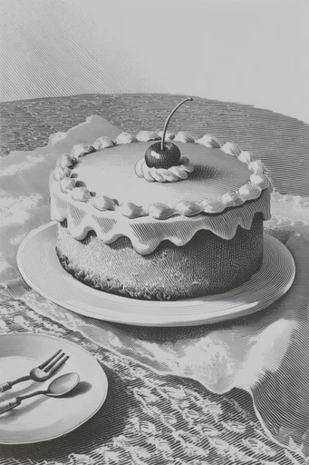 Monochrome Engraving Revival style reference image — surreal etchings