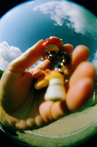 Dynamic Fisheye Nostalgia style reference image — sun-drenched warm lighting