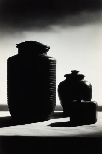 Gritty Monochrome Noir style reference image — stark silhouettes