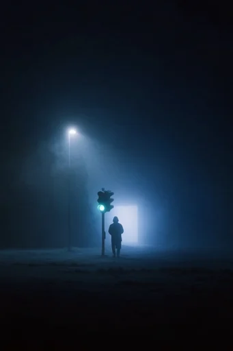Cinematic Void Minimalism style reference image — volumetric lighting