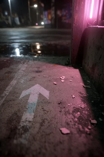 Gritty Neon Decay style reference image — gritty industrial decay