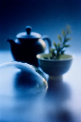 Ethereal Cyan Nocturne style reference image — heavy analog film grain