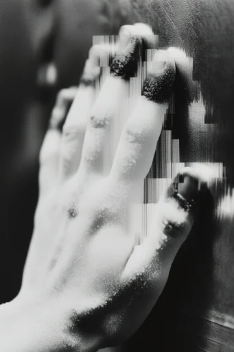 Fractured Noir Realism style reference image — heavy film grain