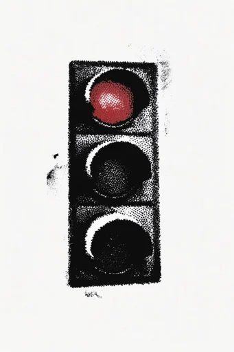 Gritty Monochromatic Zine style reference image — halftone dithered texture