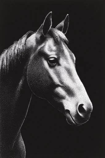 Monochrome Halftone Graphic style reference image — stipple spray texture